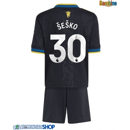 Maglie da calcio Manchester United Benjamin Sesko #30 Terza Maglia Bambino 2025-26 Manica Corta + Pantaloni corti)